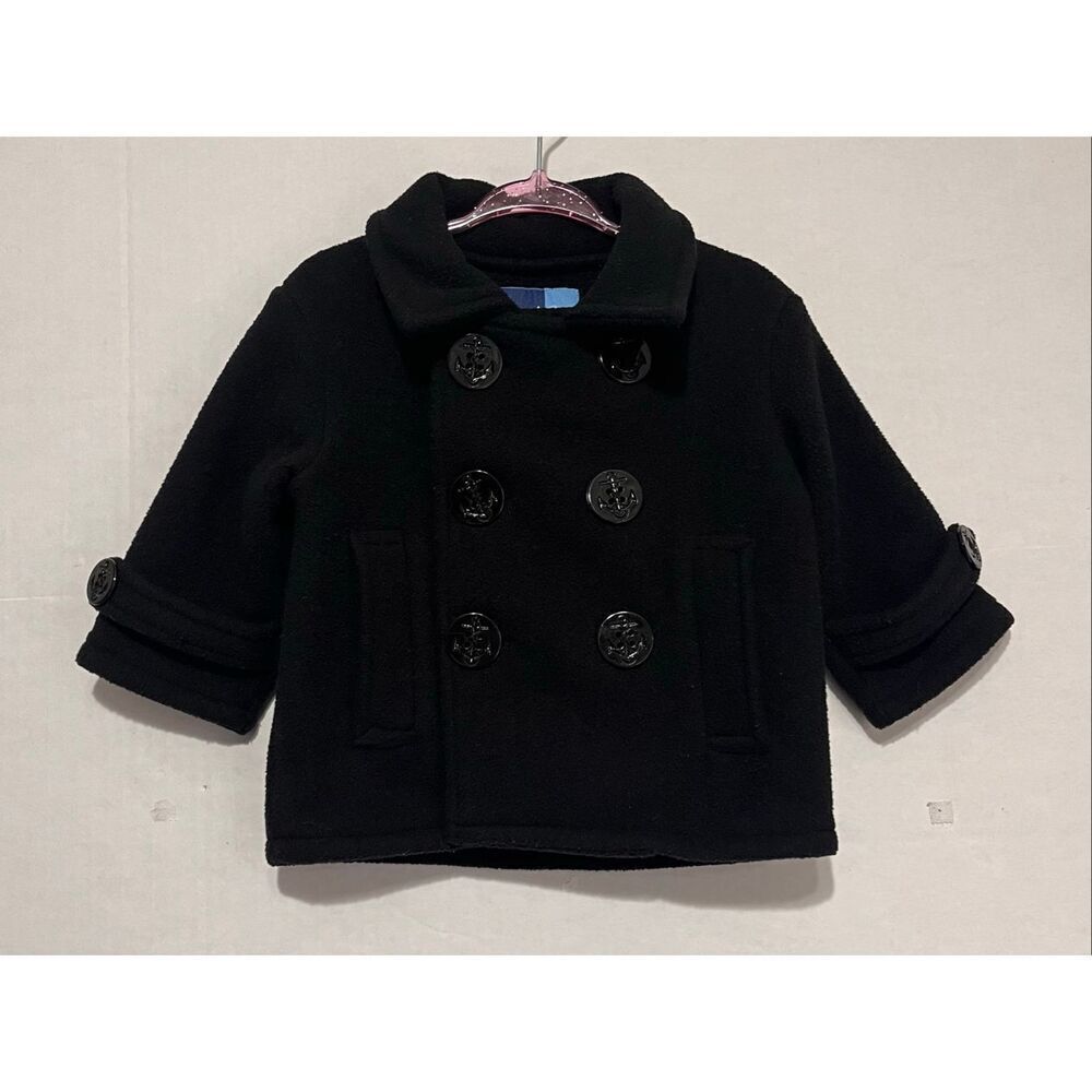 Great Guy Black Fleece Peacoat   Size 12 Months